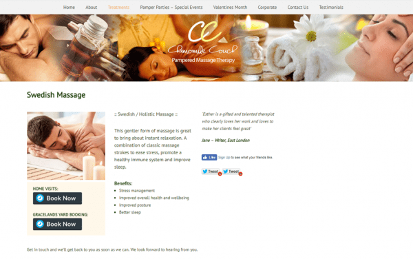 Chamomile Couch - Wordpress website 