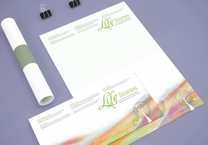 'Life Stories' letterhead and Compliment slip